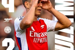 乐鱼体育-【英超】阿森纳4比2险胜莱斯特城，特罗萨尔绝杀